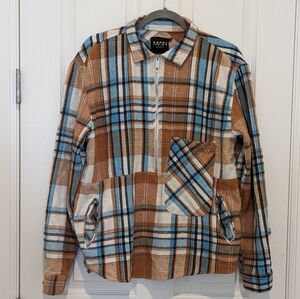 Mens Plaid Zip Shirt